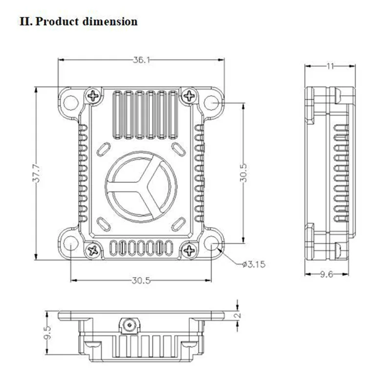 AEF7-5.8G 5.8Ghz 3W Video Transmitter VTX 48CH 25MW/1000MW/2000MW/3000MW Adjustable For Long Rang FPV Racing Drone