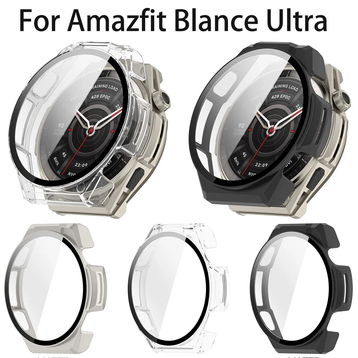 Hard PC Protective Case for Amazfit Balance Ultra Cover + Screen Protector Tempered Glass for Balance Ultra Anti-scratch Frame