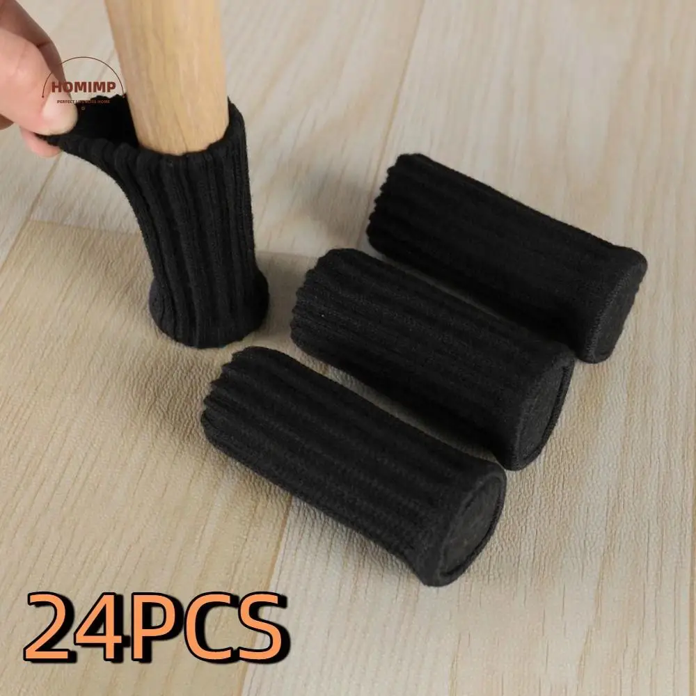 

24Pcs Silent Knitted Furniture Legs Sock Anti-Slip Elastic Floor Protector Felt Base Wear-resistant Chair Feet Cap Winter