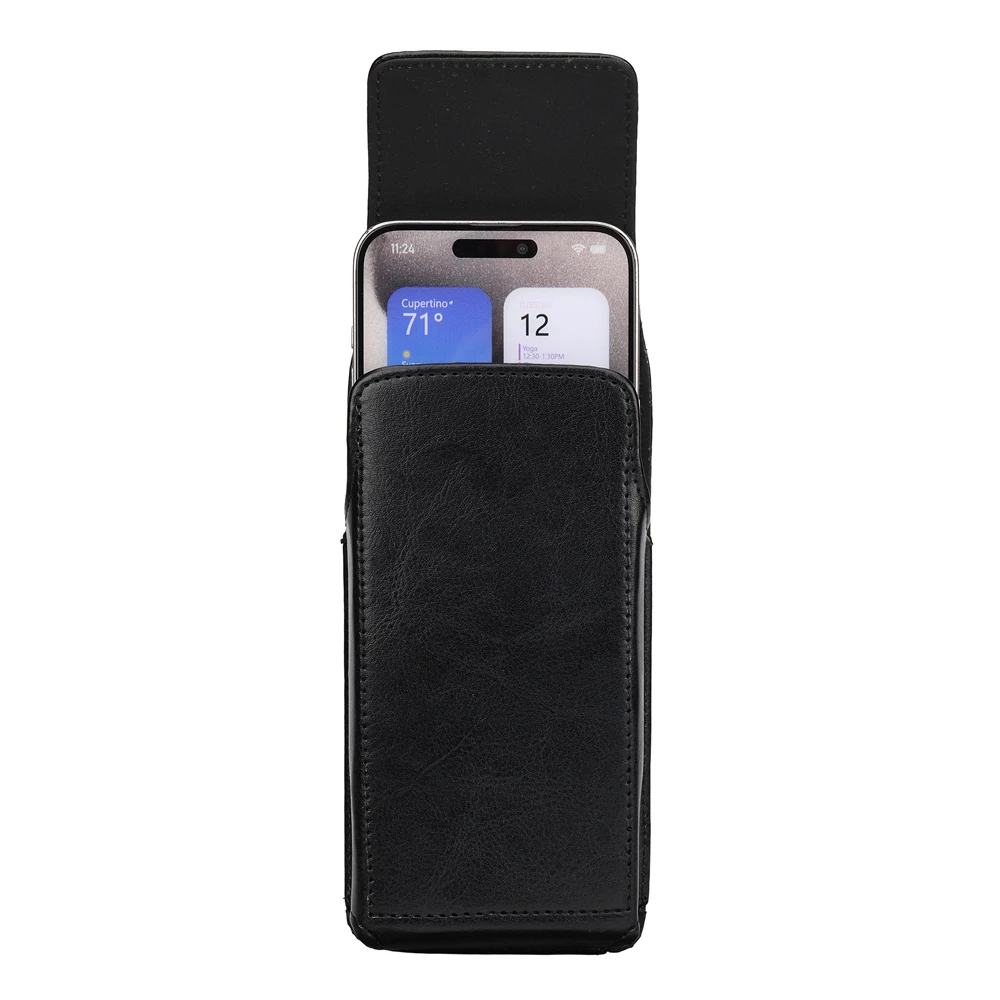 Universal Leather Mobile Phone Waist Bag For iPhone 17 16 15 Pro Max Samsung Xiaomi Vertical Cell Phone Belt Clip Holster Cover view 2