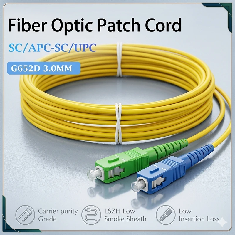 KATORD 1/2/3/5 Meters SC/APC-SC/UPC Fiber Optic Cables Mixed Connector with Yellow LSZH Jacket Fiber Jumper for Telecom