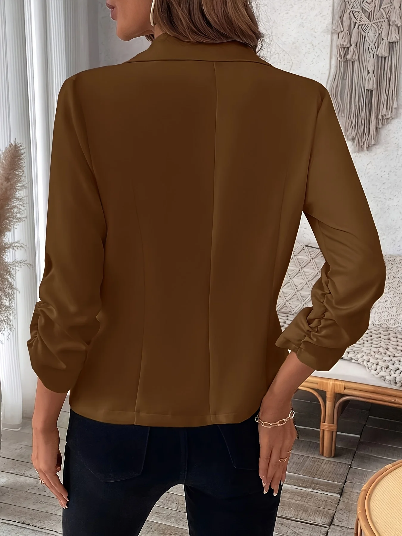 Women's Oversized Woven Hooded Casual Jacket Loose Fit Comfortable Outerwear for All Seasons