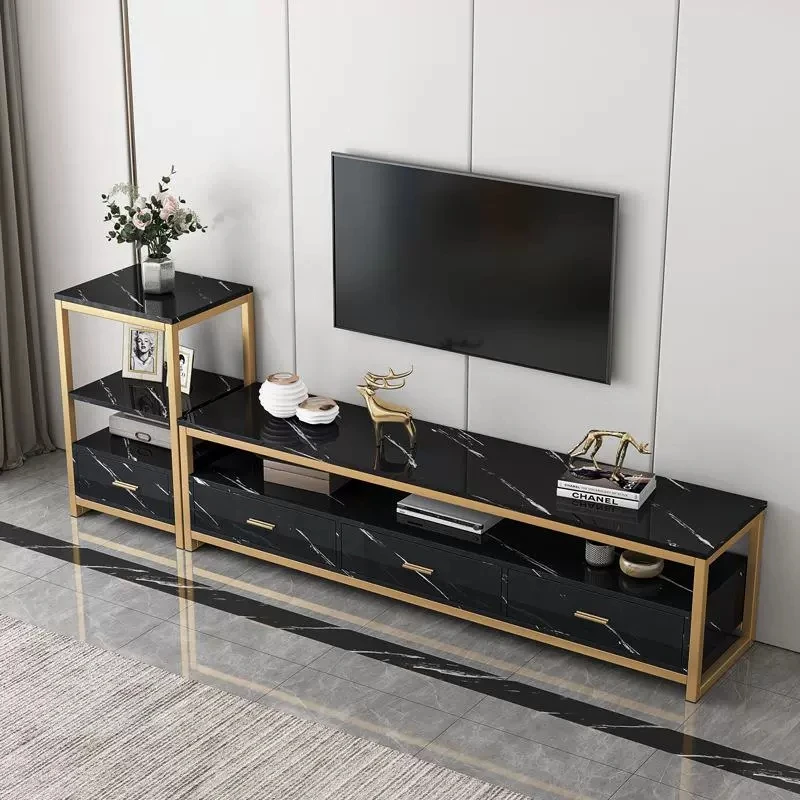 Simple MDF marble cabinet in modern living room Nordic simple coffee table Rock plate TV cabinet and coffee table Combination