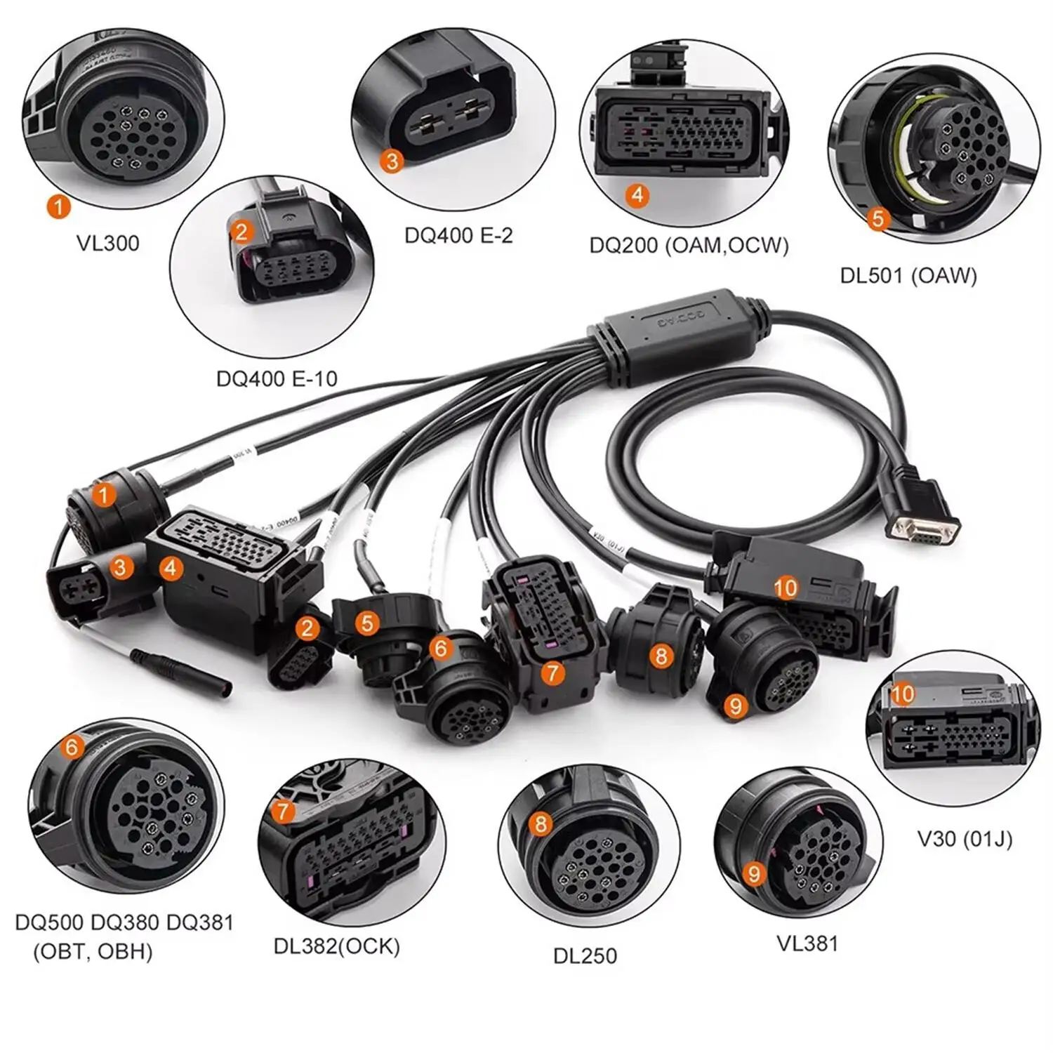 GODIAG Gearbox Cable 9-in-1 Set for VAG V30 DQ200 DL501 VL300 VL381 DQ500 DQ250 DQ380 DQ381 DQ400E DL382 For AUTEL Gbox Xhorse - view 3