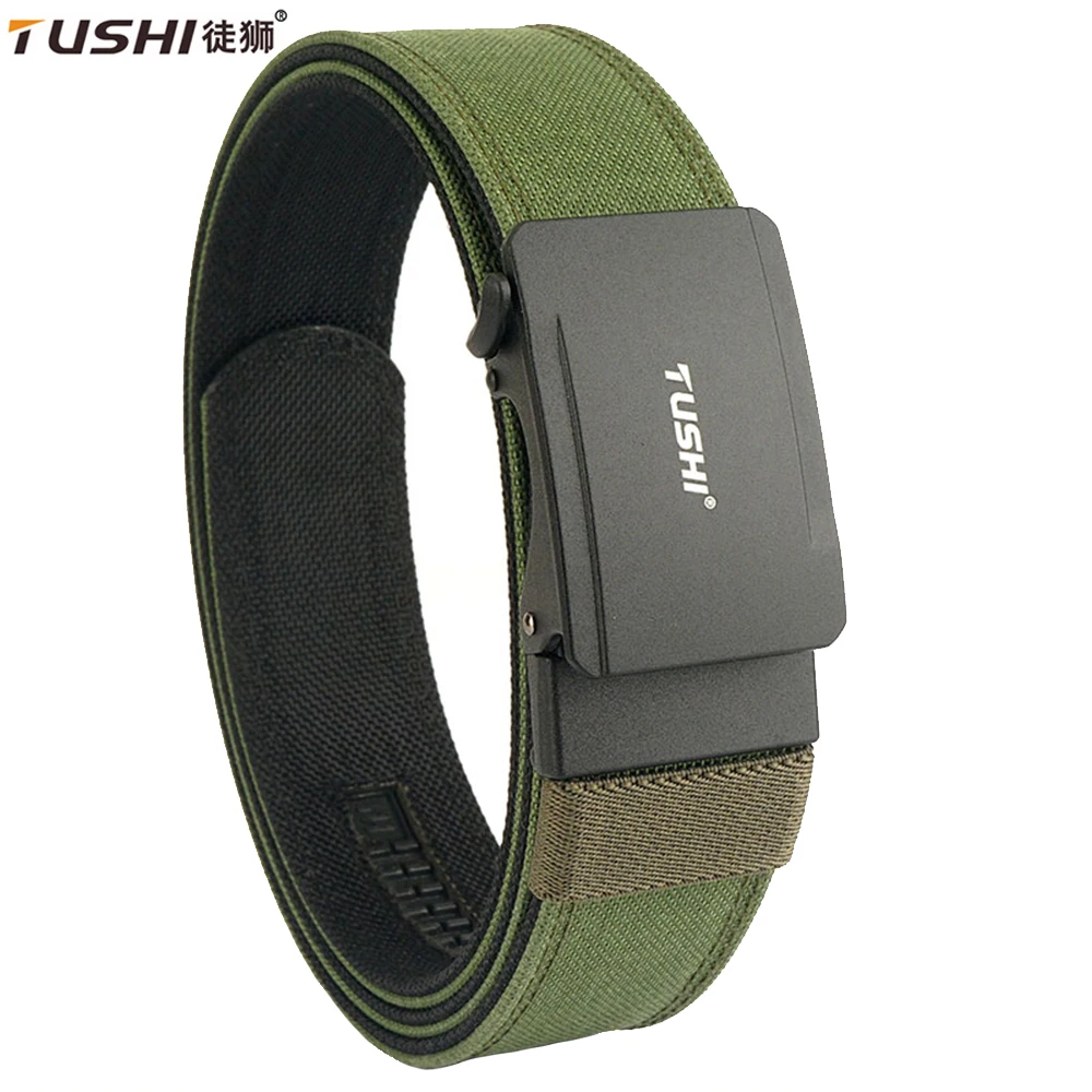

TUSHI New Hard Tactical Belt for Men Metal Automatic Buckle IPSC Gun Belt Nylon Military Belt Outdoor EDC Sports Girdle Male