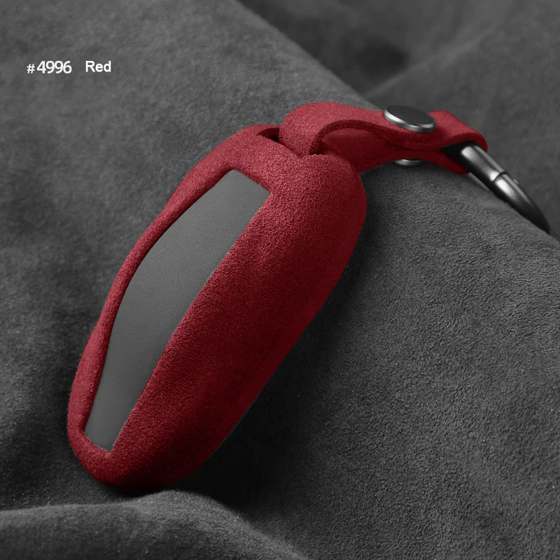 For Tesla Model 3 Model Y S Model X Remote Key Protective Case Car Accessories Solid Color Super Sued Car Key Cover Shell