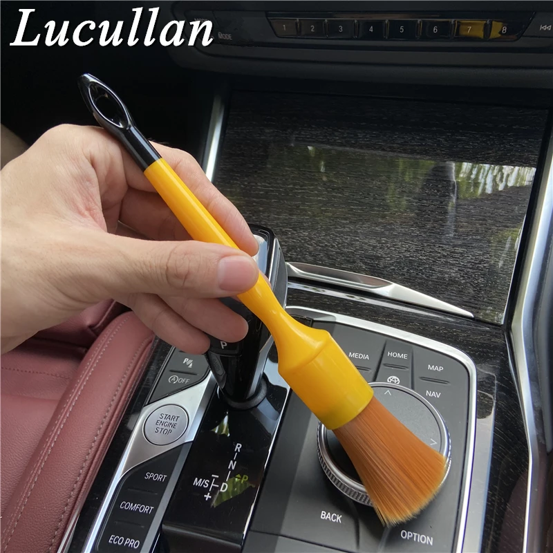 Lucullan Orange Detailing  Brush Gentle Synthetic Bristles&Comfortable Handle For Prewash Interior Leather Cleaning