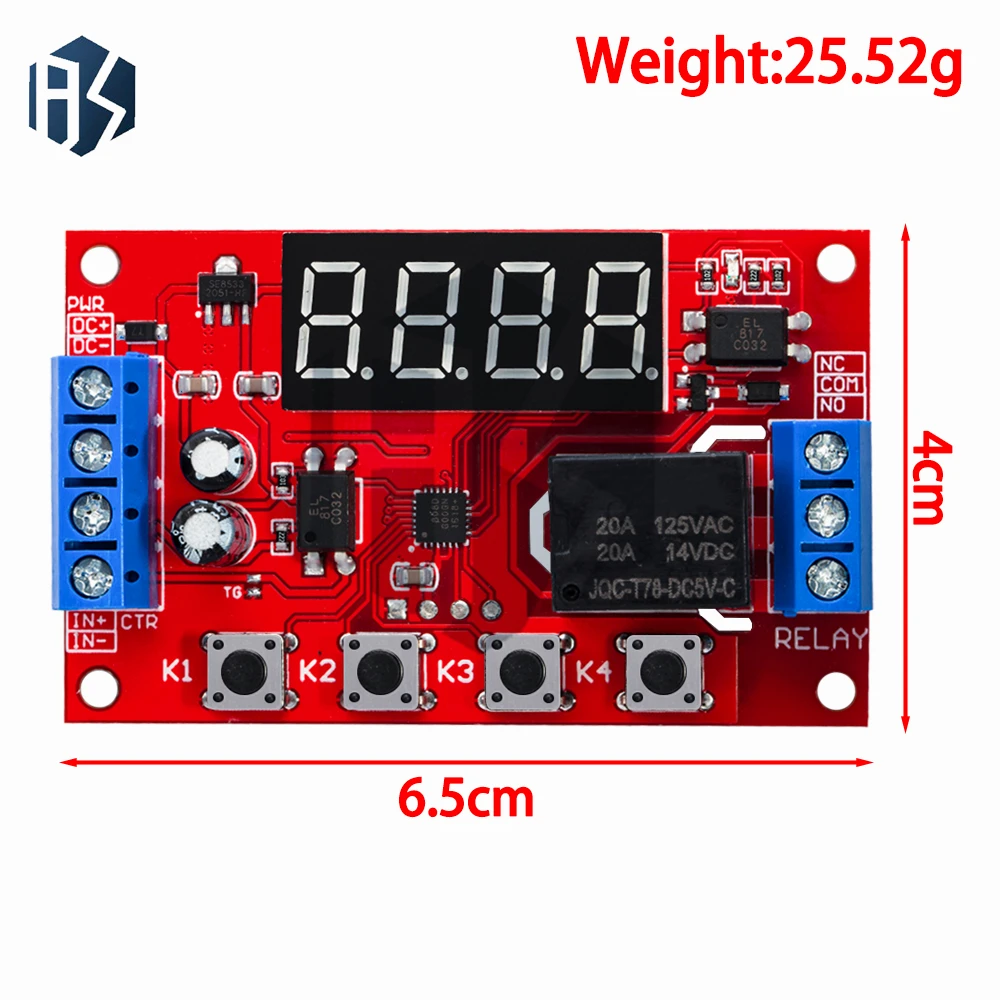 Instelbare tijdrelaismodule - DC 5V/12V/24V programmeerbare timer met LED-display en 10A laadvermogen