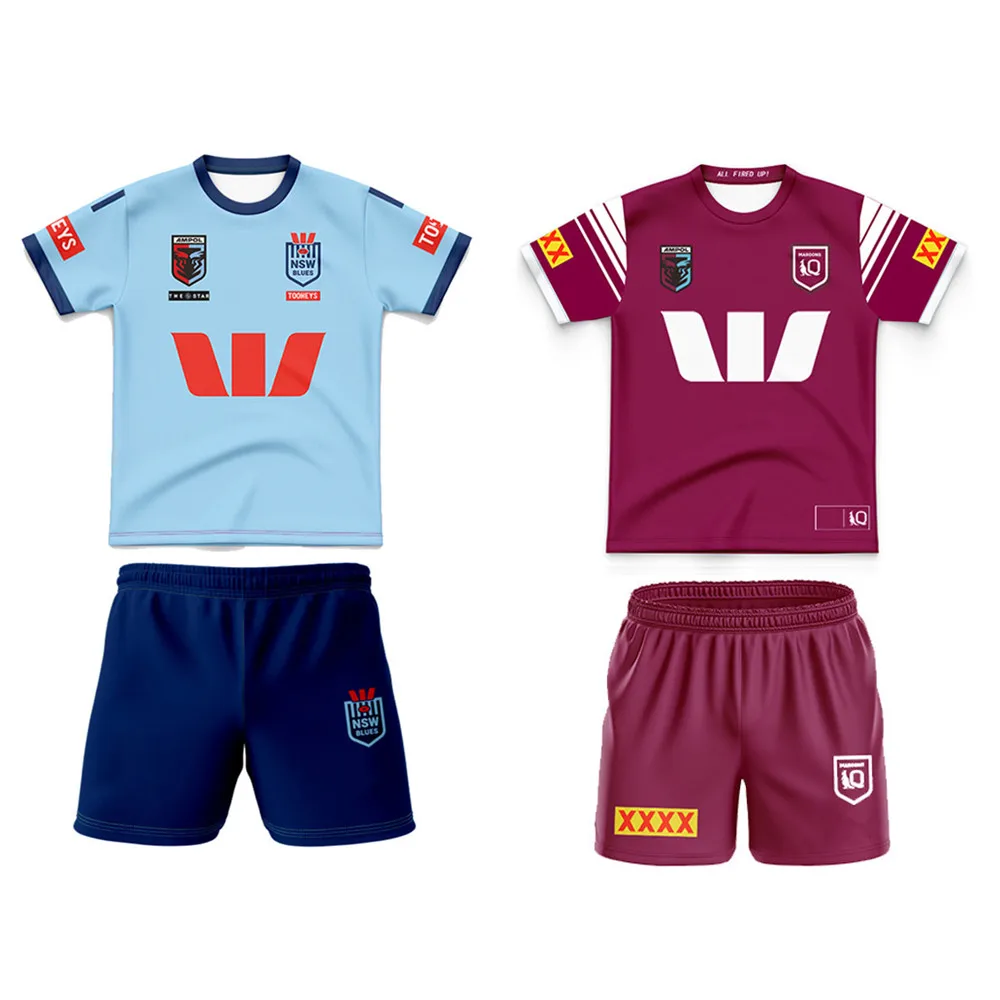 

Детский трикотаж для регби Queensland Maroons State of Origin 2026, детский комплект, рубашка для регби NSW Blues State Of Origin, молодежная