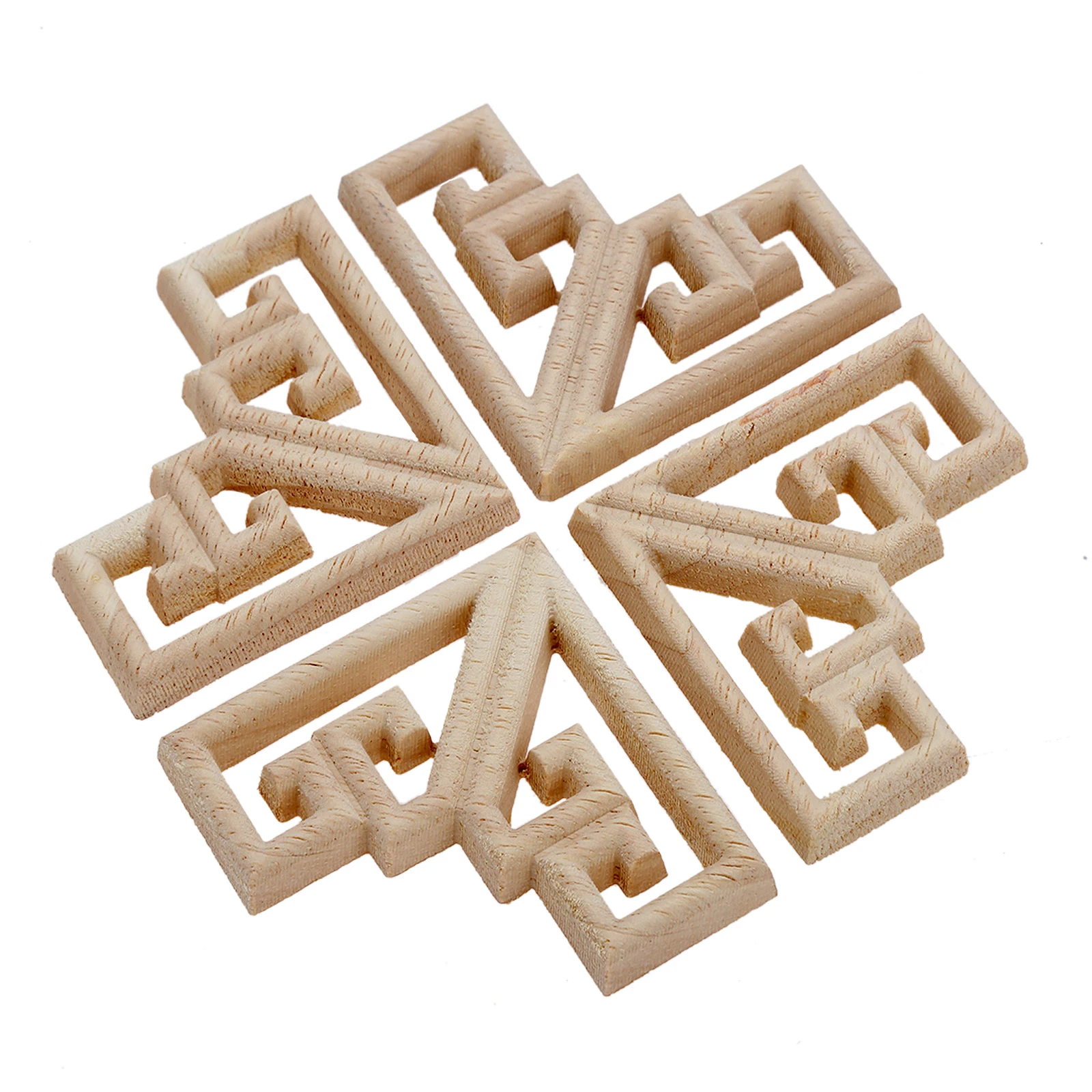 4PC 6.5cm Woodcarving Corner Decal Wood Figurines Crafts Corner Appliques Frame Door Furniture Woodcarving Decorative Home Decor