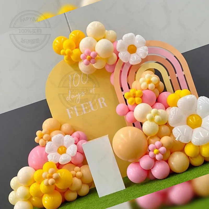 

112 PCS Wedding Party Decorative Balloon Set Little Daisy Combination Balloon Home Garden Dressing Accessories Surprise Gift