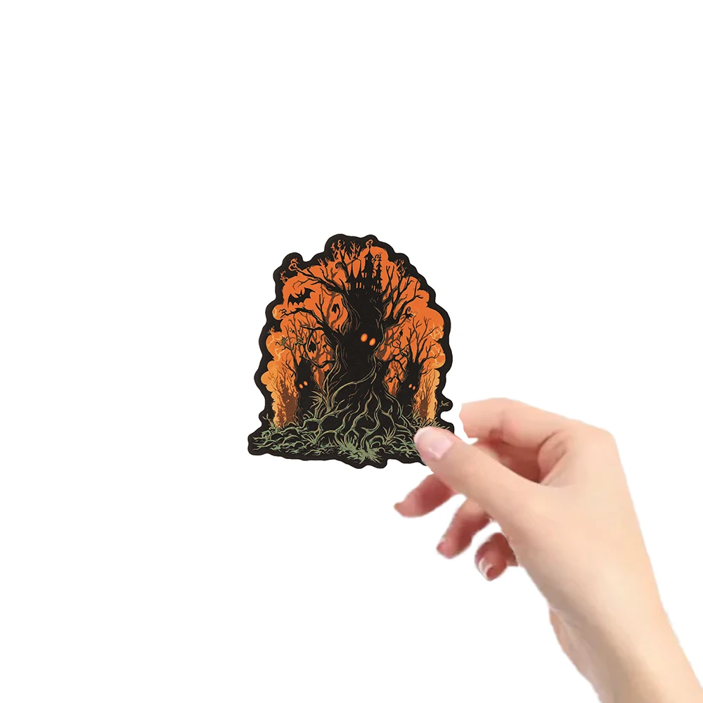 Skurrile Halloween-Aufkleber-Set, geheimnisvolle Hexe und Friedhof-Aufkleber für Scrapbooking, Handyhülle, verzauberte Halloween-Dekoration für