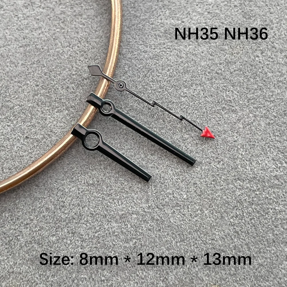 سجل تحويل NH35 ساعة الأيدي البرق الأيدي الثانية مؤشر ساعة ل NH35 NH36 الحركة التلقائية أسود أحمر ساعة اليد