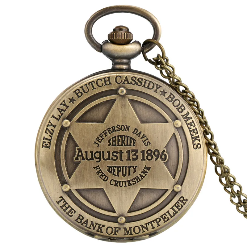 Retro Engraved August 13 1896 Design Pocket Watch Necklace Chain Quartz Movement Clock for Men Women Arabic Number Timepiece