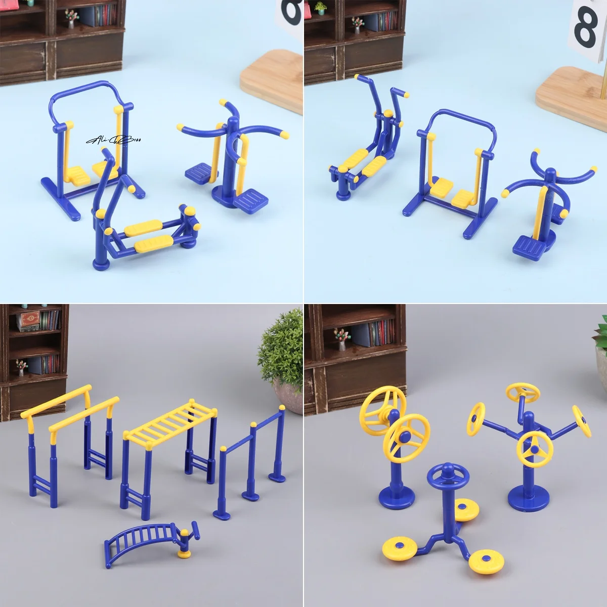 

1Set 1/12 Scale Dollhouse Outdoor Park Fitness Equipment Model Sport Scene Decoration Toys Micro Construction Props for Dollhous
