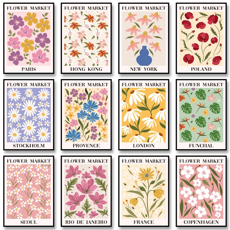 Abstraktes Blumenmarkt-Poster, Blumen, Matisse-Druck, Markt, Matisse, Blumen-Ausstellung, Bild, Leinwand, Gemälde für Heimdekoration