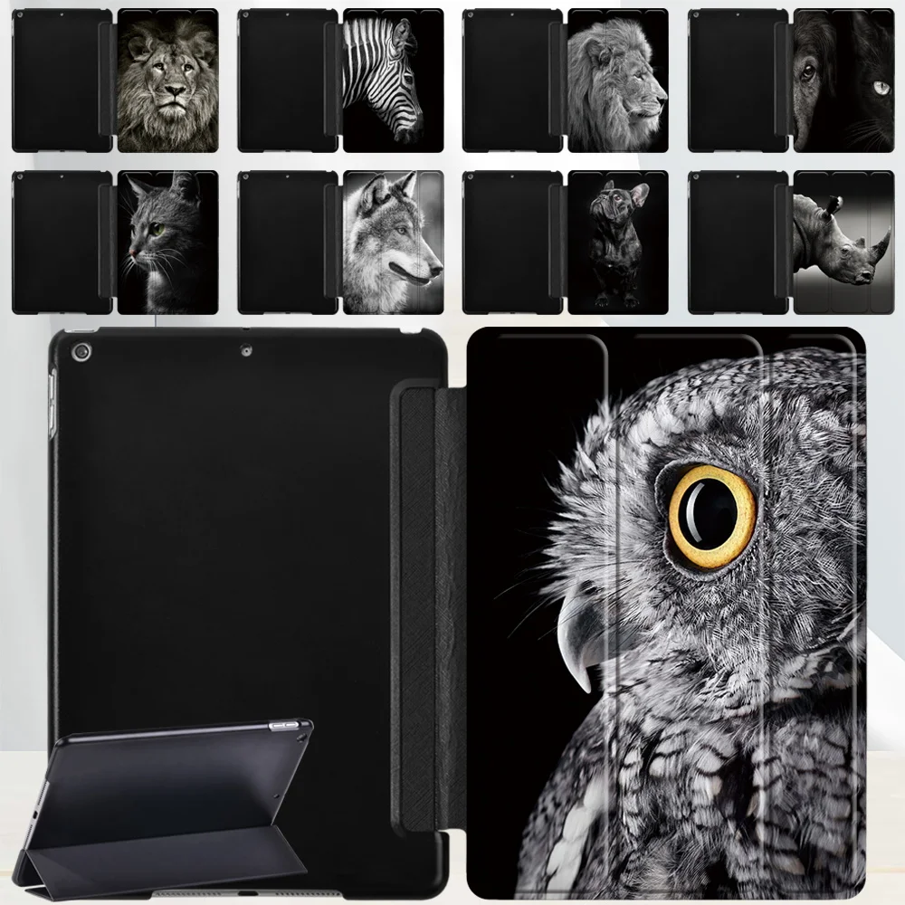 Tri-fold Cover Case for Apple IPad Pro 11/air 1 2 3 4/IPad (7th/8th Gen)/mini 1 2 3 4 Animal Series Smart Wake Sleep Tablet Case