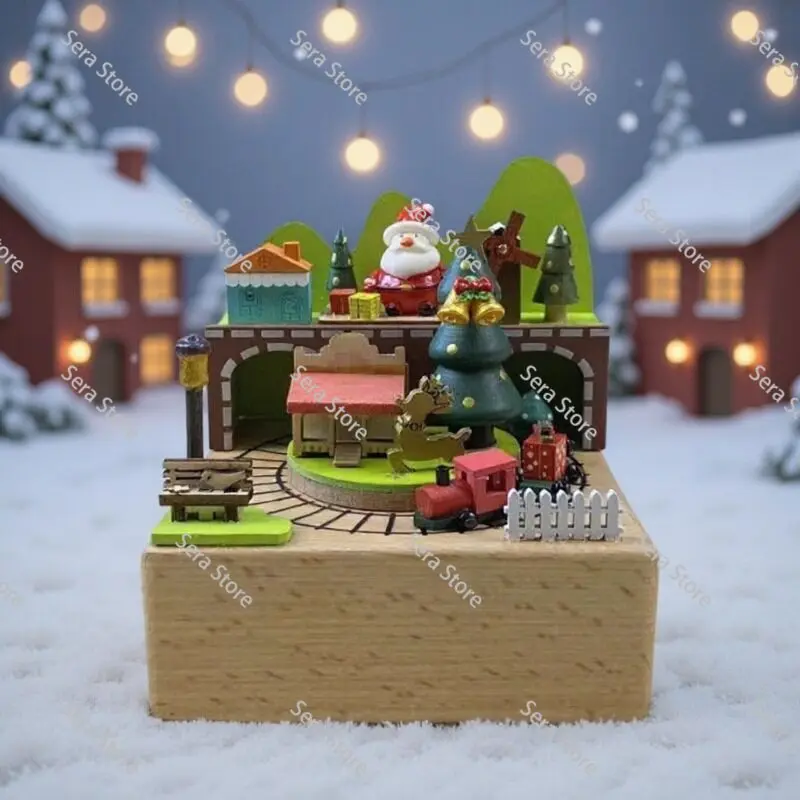 Country  Music Box Wooden Crafts Creative Christmas Gifts Christmas Music Box