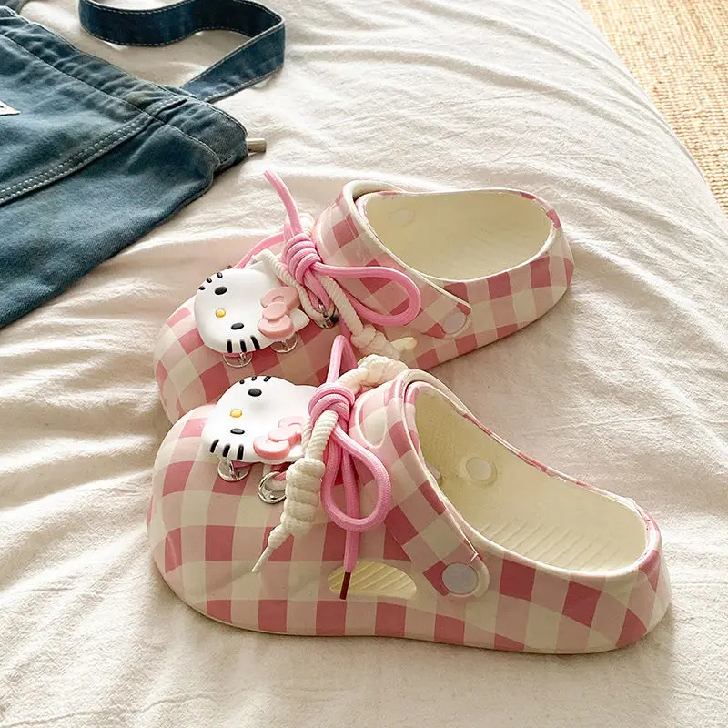 

Sanrio Straps, Hole Shoes, Hello Kitty, Cartoon, Indoor Shoes, Cute, Kitten, Outside, Office, Wear-Resistant, Versatile, Sandals