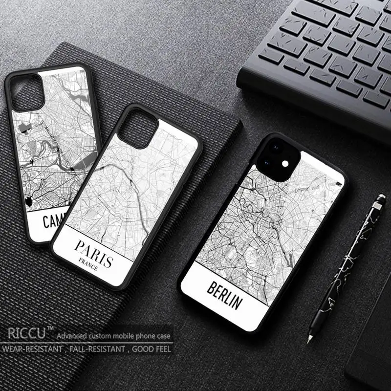 world map travel country sketch city phone case Rubber for iphone 11 12 13 Pro max Mini XS 8 7 6 6S Plus X SE 2020 XR Covers