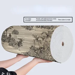 Rose Self-adhesive Large Roll Wallpaper New Chinese Style Bedroom Living Room Water and Moisture-proof Renovation Stickers