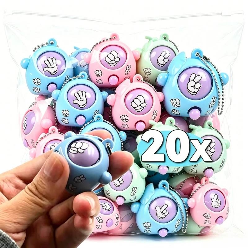 20pcs Creative Mini Fair Finger-guessing Game Rock Paper Scissors Play Toy Key Chain Pendant Children Fun Game Kids Gifts