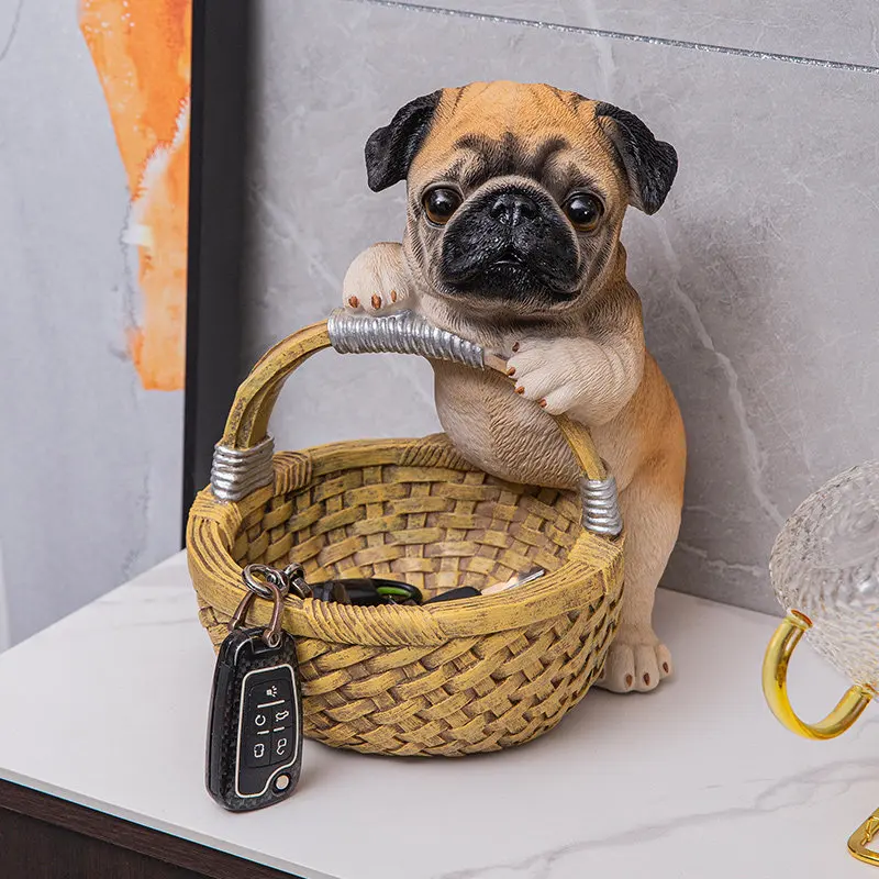 

Корзина для хранения в форме собаки, декоративная корзина с героями мультфильмов для дома и прихожей, тканый органайзер в качестве креативного домашнего декора и подарка на новоселье