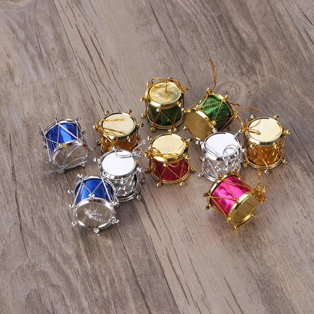 

12 Pcs Mini Drum Christmas naments Colorful Hanging Decorations Non Fading Eco Friendly Plastic Material Long Lasting