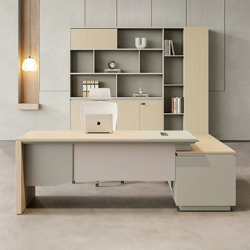 Minimalist Computer Office Desks With Drawers Wooden Luxury Corner Office Desks Manager Simple Design Furniture Scrivanie LLOD