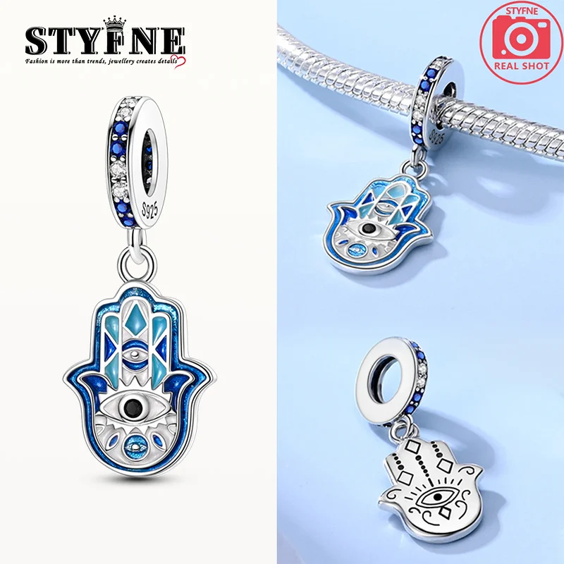 Original Charms 925 Silver Deep Sea Eyes Fatima's Hand Pendants Fit Charms Plata 925 Bracelets for Women Jewelry Making Gifts