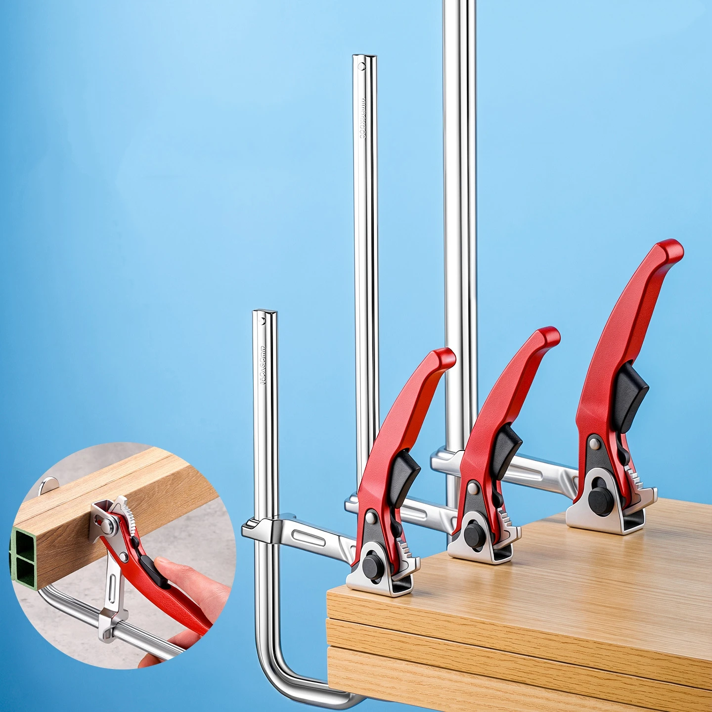 Ratchet F Clamp Quick Release Track Woodworking Desktop Hold Down Clamp Desktop Clip Fast Fixed Clip Carpenter Guide Rail Clamps