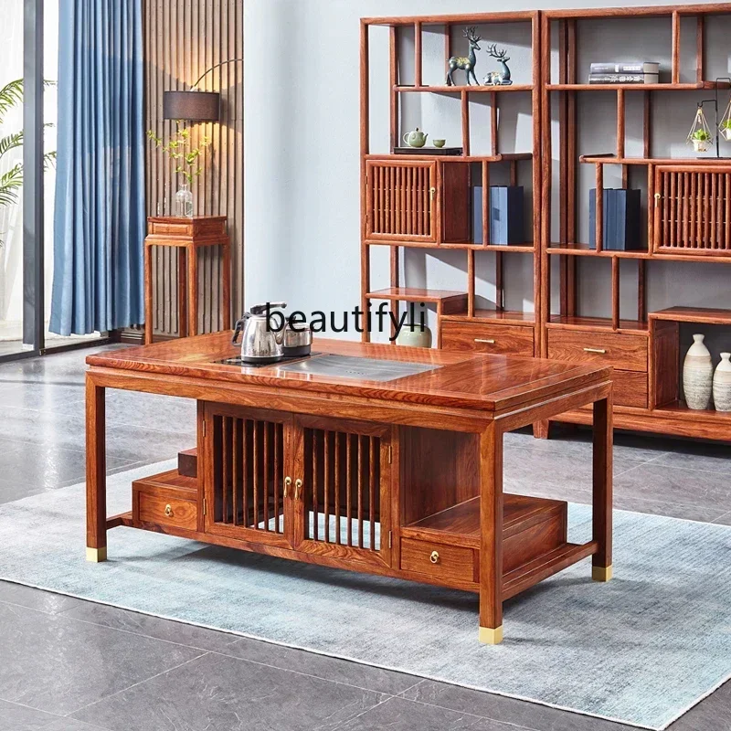 

LHY26ss New Chinese Style Rosewood Pterocarpus Erinaceus Poir. Log Kung Fu Tea Making Table All Solid Wood Simple Coffee Table