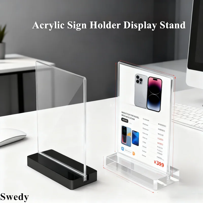A6 100X150mm Acrylic Sign Holder Display Stand Restaurant Menu Paper Holder Frame Table Name Card Holder Price List Stand