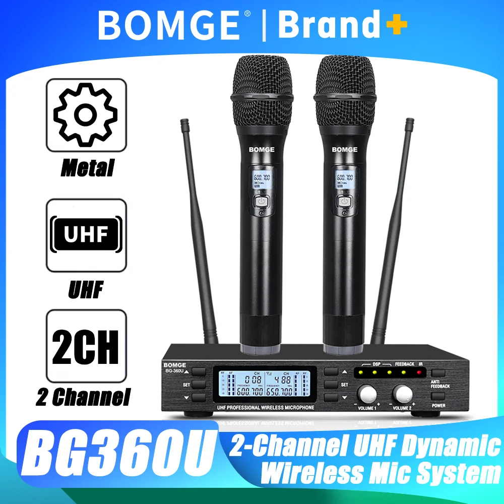 microfono-wireless-bomge-bg360u-professionale-uhf-a-2-canali-doppio-microfono-per-karaoke-portatile-con-frequenza-regolabile-automaticamente-100-m