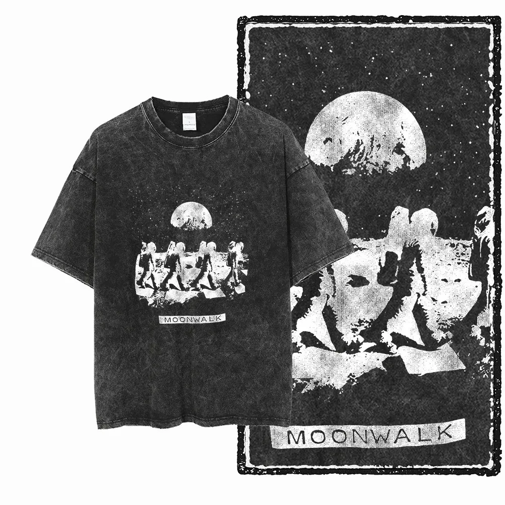 Y2k Top Women SA ASTRONAUT SPACE THEMES Printed Cotton Acid Washed Graphic Unisex T Shirt Cool Streetwear Men Tshirts Tee