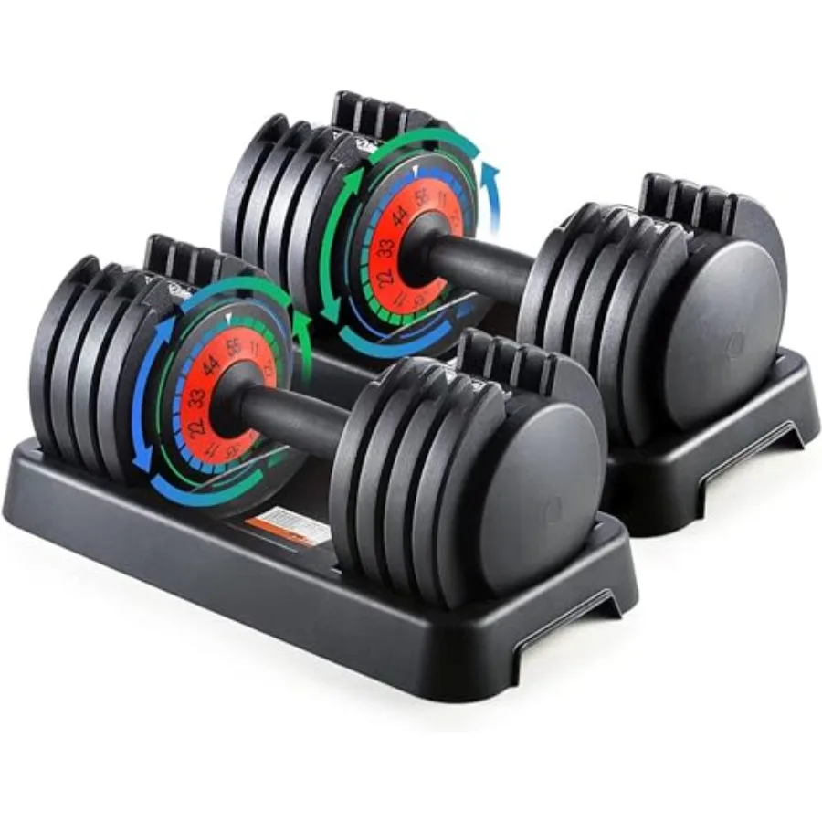 

Набор регулируемых гантелей 25/55 фунтов (пара) для домашнего спортзала, черные, с противоскользящей ручкой и механизмом быстрой регулировки веса