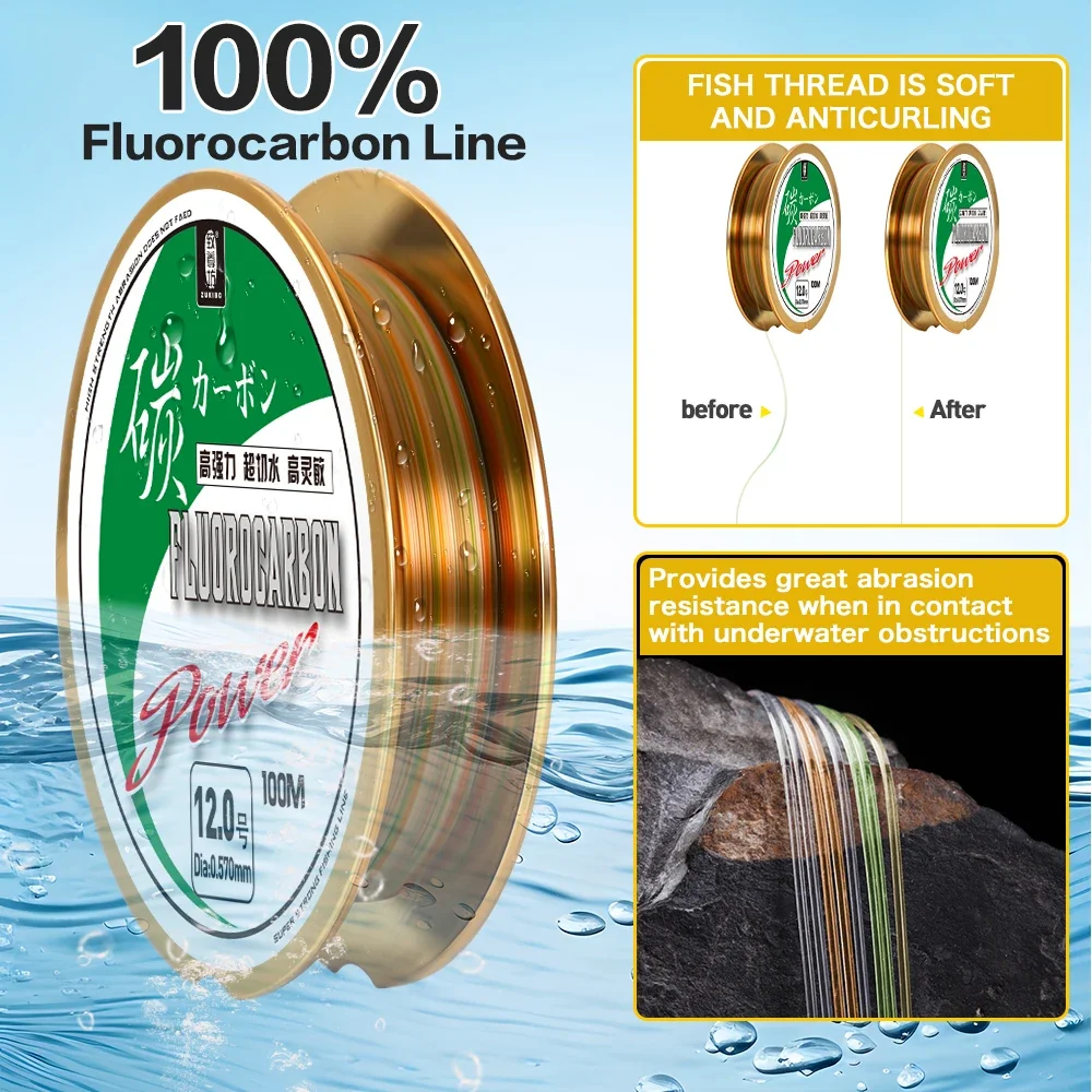 ZUKIBO Línea fluorocarbono para carpa - japonés, hundimiento rápido - imagen 3