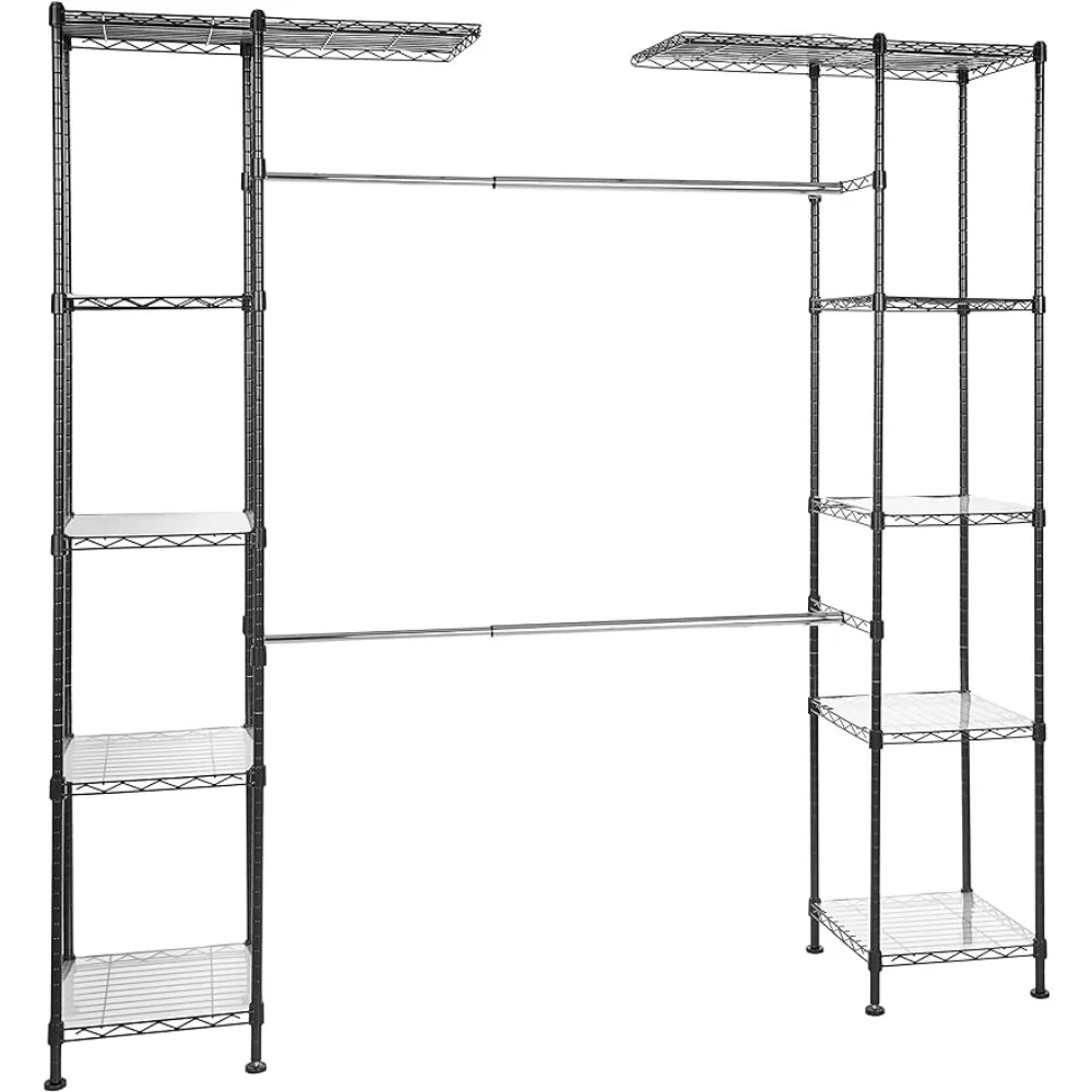 Amazon Basics Expandable Metal Hanging Storage Organizer Rack Wardrobe with Shelves, 14