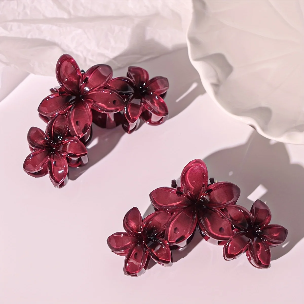 1/2 Stück Blumen-Haarspangen, hawaiianische Plumeria-Haarspangen für Frauen, rutschfeste Krallenklammern für dickes Haar, Strand-Haar-Accessoires – Detail 3