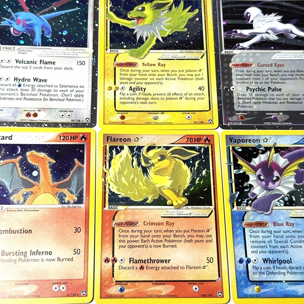 Power Keepers  PK Series PKM Rare Foil Game PTCG Proxy Cards Absol/Salamence/ex Charizard#6 Flareon#100 Jolteon#101 Vaporeon#102
