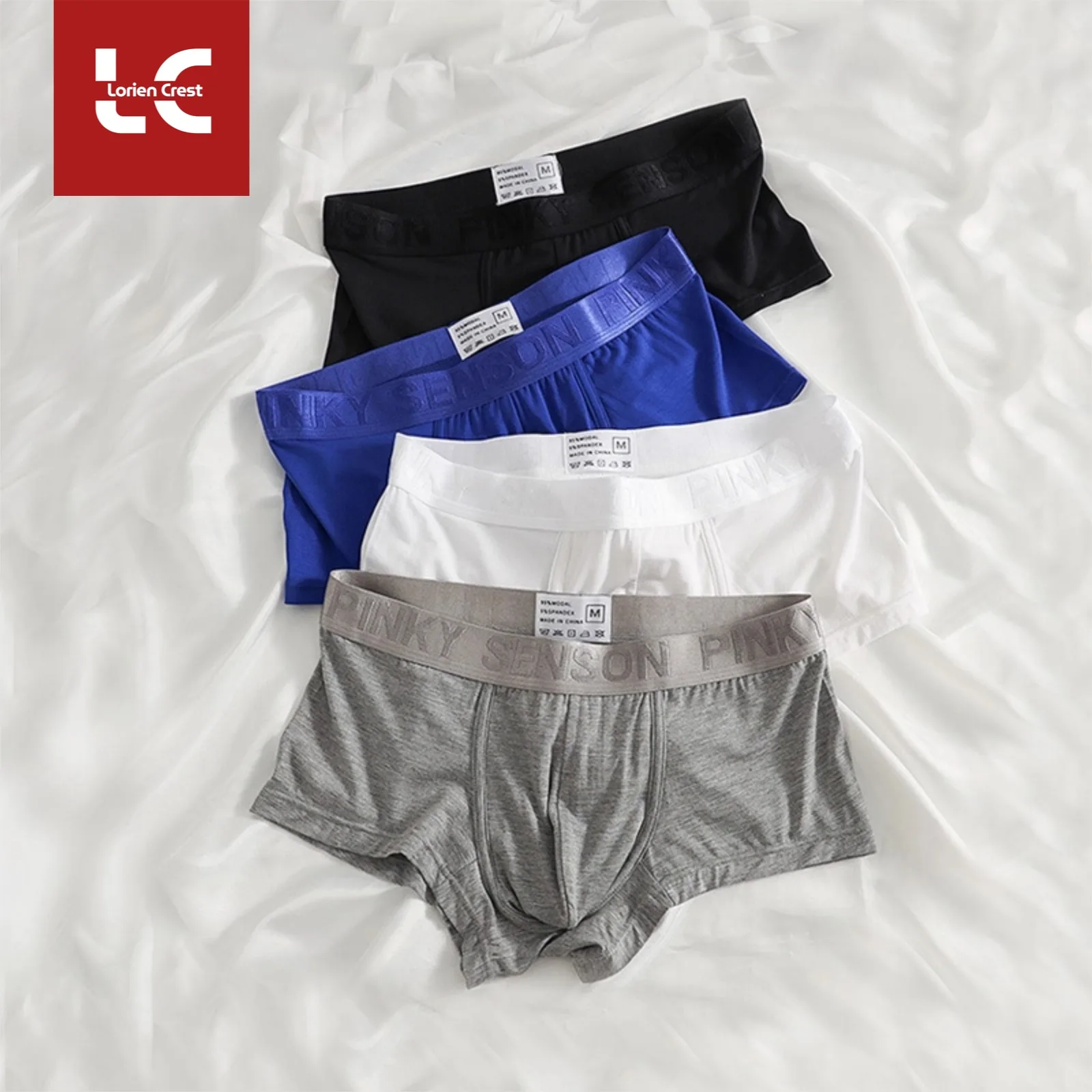 

3pcs【LORIEN CREST】 Mens Boxer Trunks Modal U Convex Mid Waist Breathable Solid Color Briefs Sexy Underwear