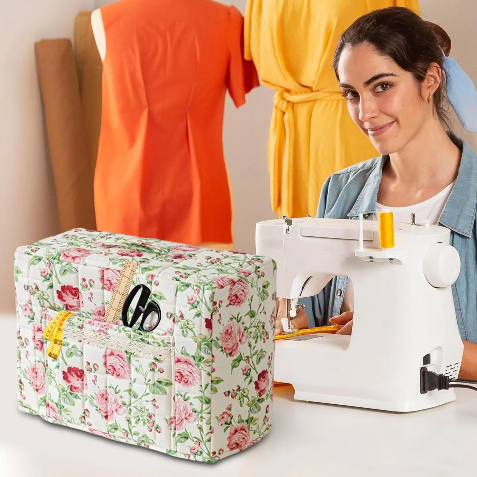 Sewing Machine Carrying Case Flower Print Sewing Machine Dust Bag With Handle Pocket/ Sewing Supplies Storage Cover tool bag