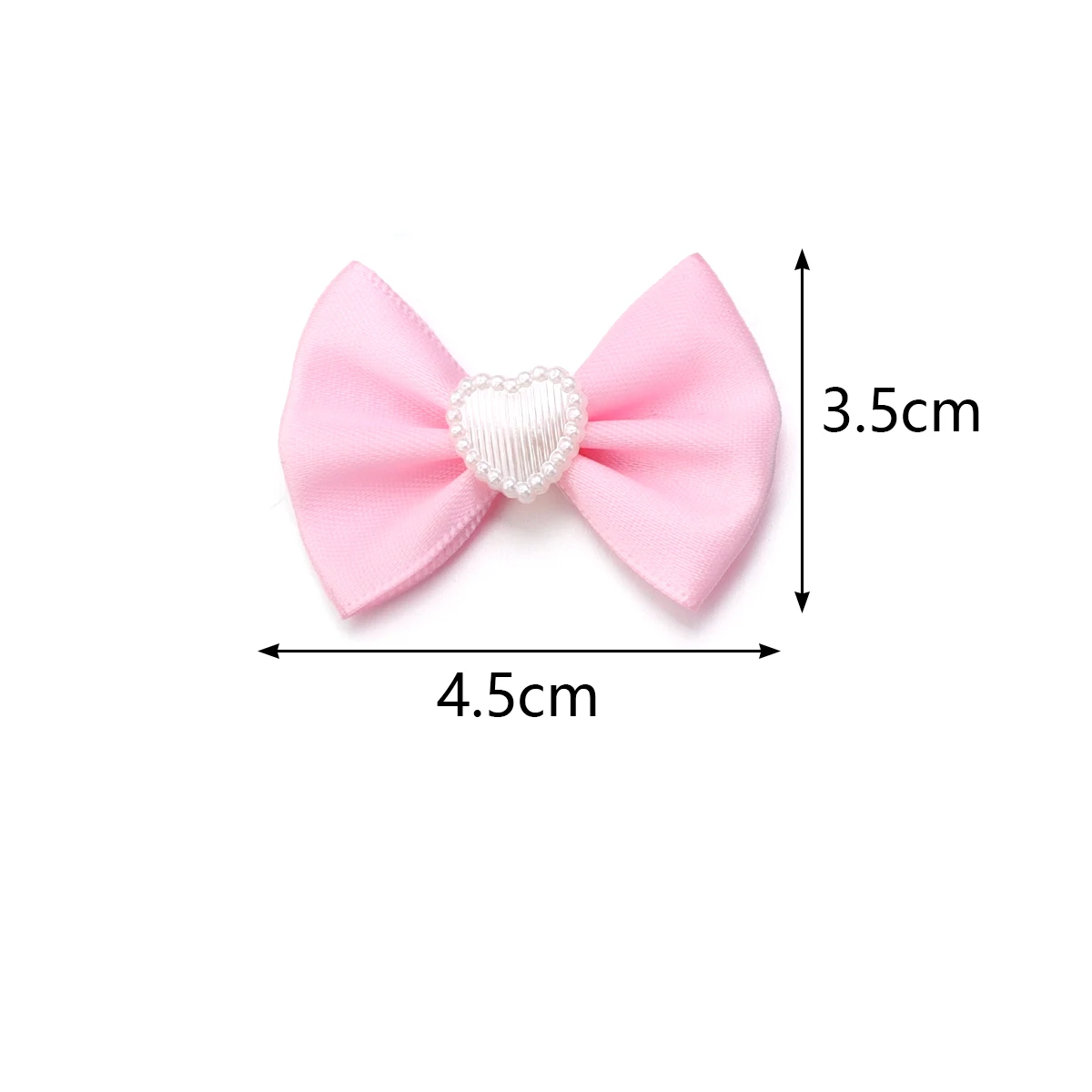 20pcs/pack 3.5x4.5cm Polyester Waistband Bow With Imitation Pearl Heart For Making Clothing Bags Shoes Decoration Accessories