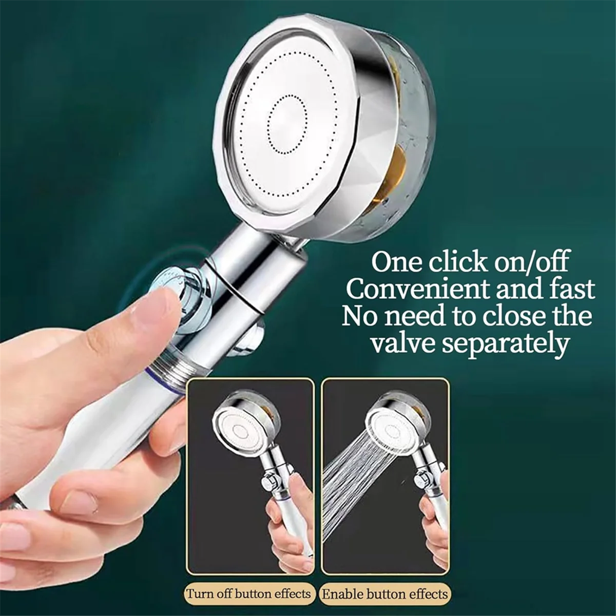 

Supercharged Shower Head Shower Head High Pressure Shower Set Super Turbo Shower with 3 Spray Modes BlueJAS