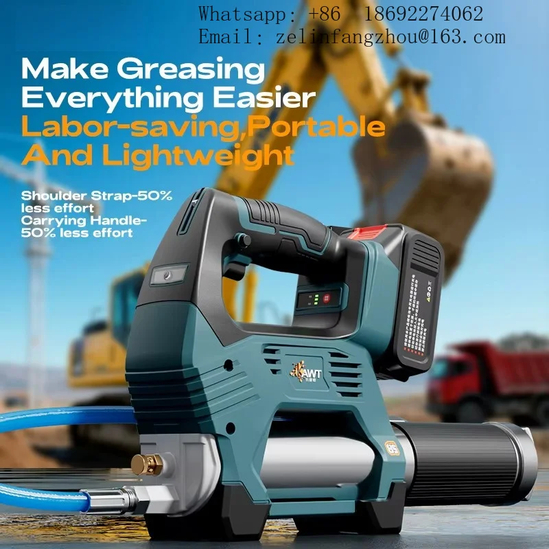 21V Cordless Grease Gun 10000PSI Rechargeable Lithium Battery Electric Lubrication Tool Aluminum Plastic Body Pro Kit