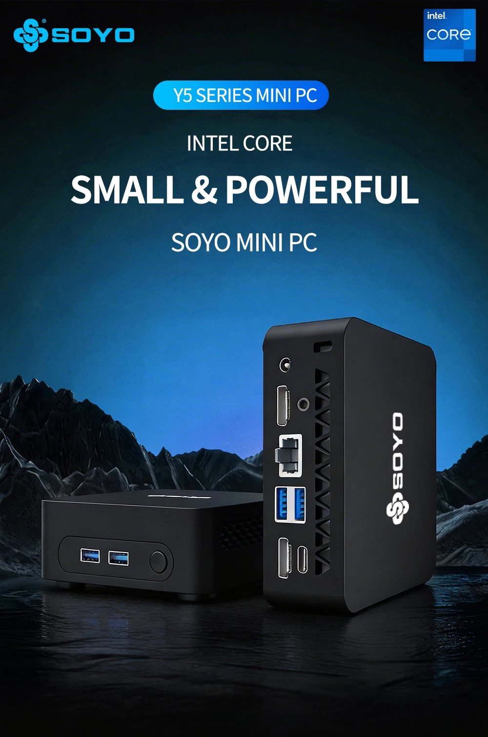 SOYO Mini PC Y5 Intel Core i3 4th Gen Processor 8GB RAM 128GB SSD Windows 10 Mini Desktop Computer Multi-Screen 4K Output WiFi & Bluetooth 4.2 USB-C RJ45 Ethernet Compact Small PC for Home Office Business Daily Use