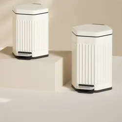 10/15L Stainless Steel Trash Can Living Room Household Bathroom Kitchen with Cover Pedal Creative Light Luxury Retro Trash Can