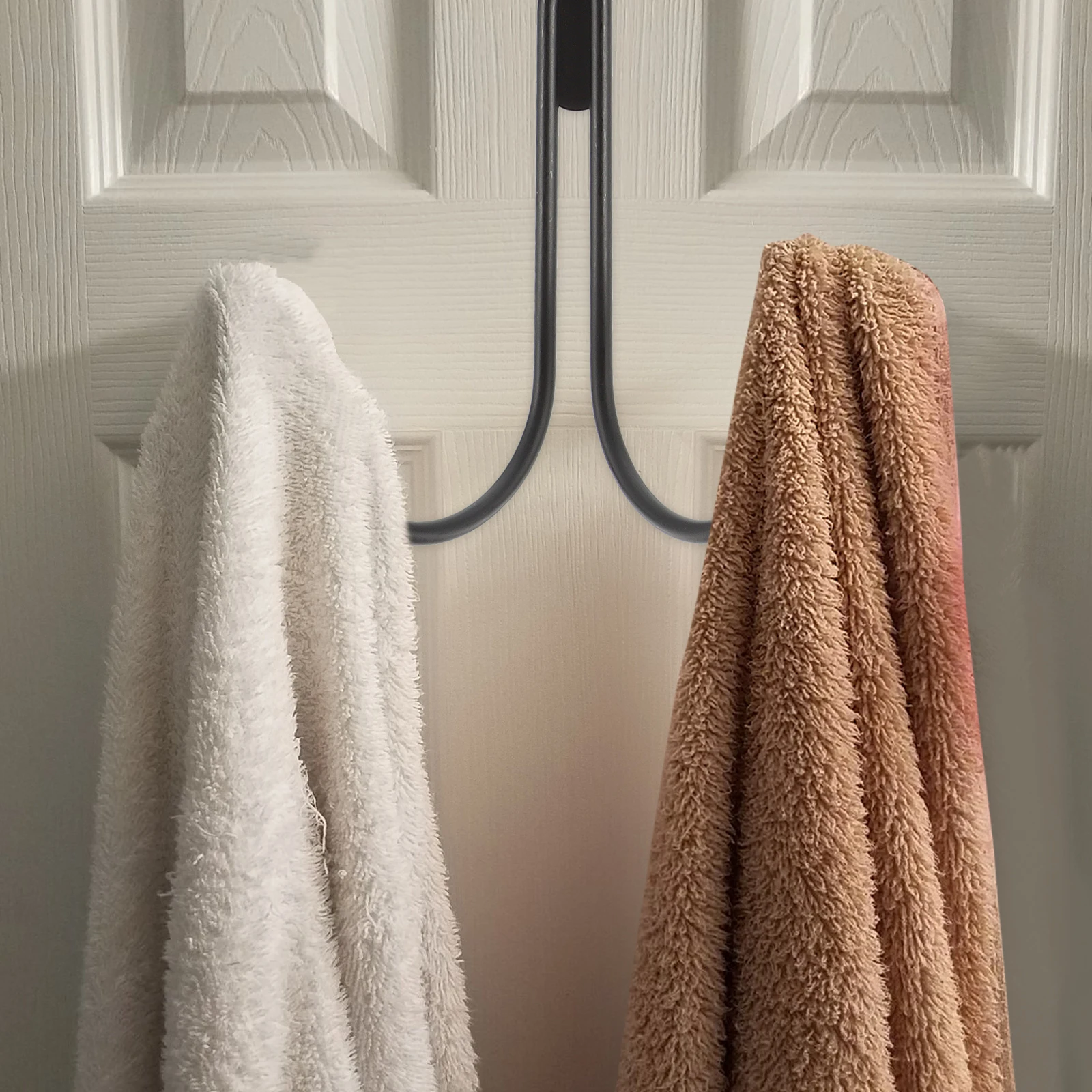 

2 Pcs Garment Door Hook Hangers Clothes Rack Double Head Black Plastic Beads Hooks