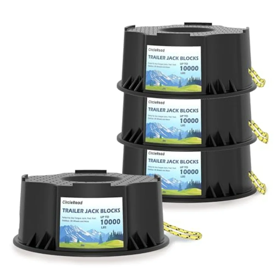 

Heavy Duty Trailer Jack Blocks 4 Pack UV Resistant Leveling Pads for Camper Tongue Jack 5th Wheels Black Up to 10 000 lbs