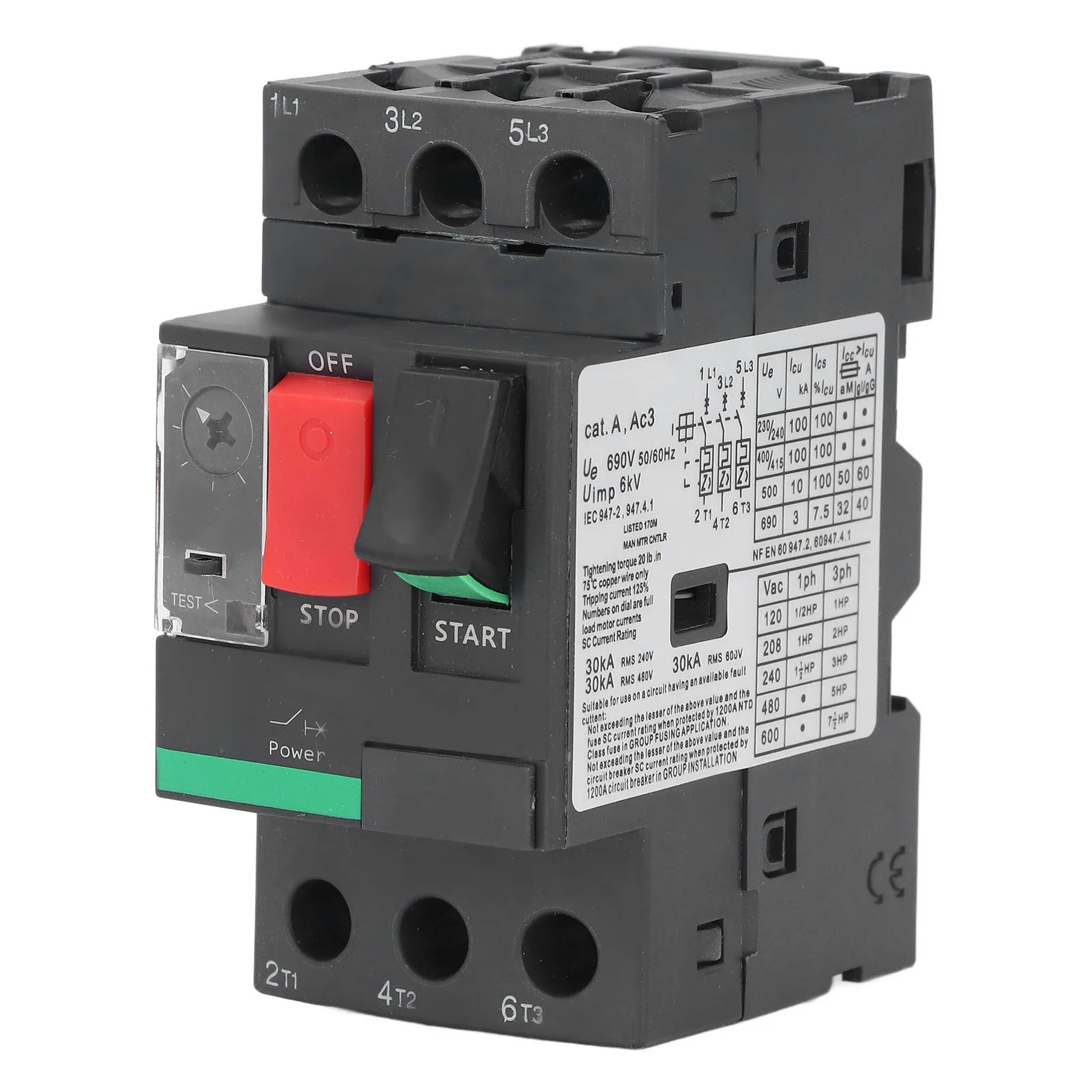 4‑6.3A Motor Circuit Breaker Overload Prevention Motor Protector Switch AC 690V Easy Install Motor Protector Circuit Breaker